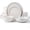 White, variant on Lakwi round stoneware 16pcs double bowl dinnerware set for 4. Includes dinner & side plates, cereal & pasta bowls. Matte white.