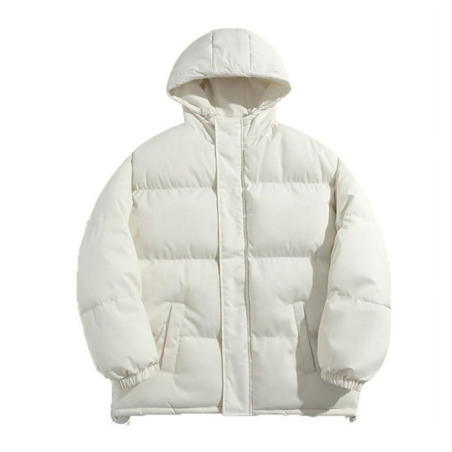 Wdfiry Mens Hooded Jackets Solid Color Casual Long Sleeve Down Coats with Pockets Cotton Button Zip Open Front Plus Size Coats