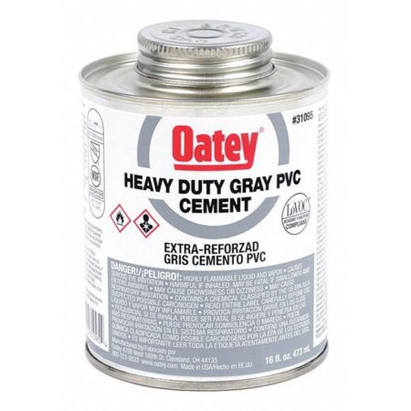 Oatey 31095 Heavy Duty Cement, 16 oz, PVC Gray, 16 Fluid Ounces