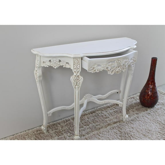 International Caravan Windsor Half Moon Wall Table in Antique White