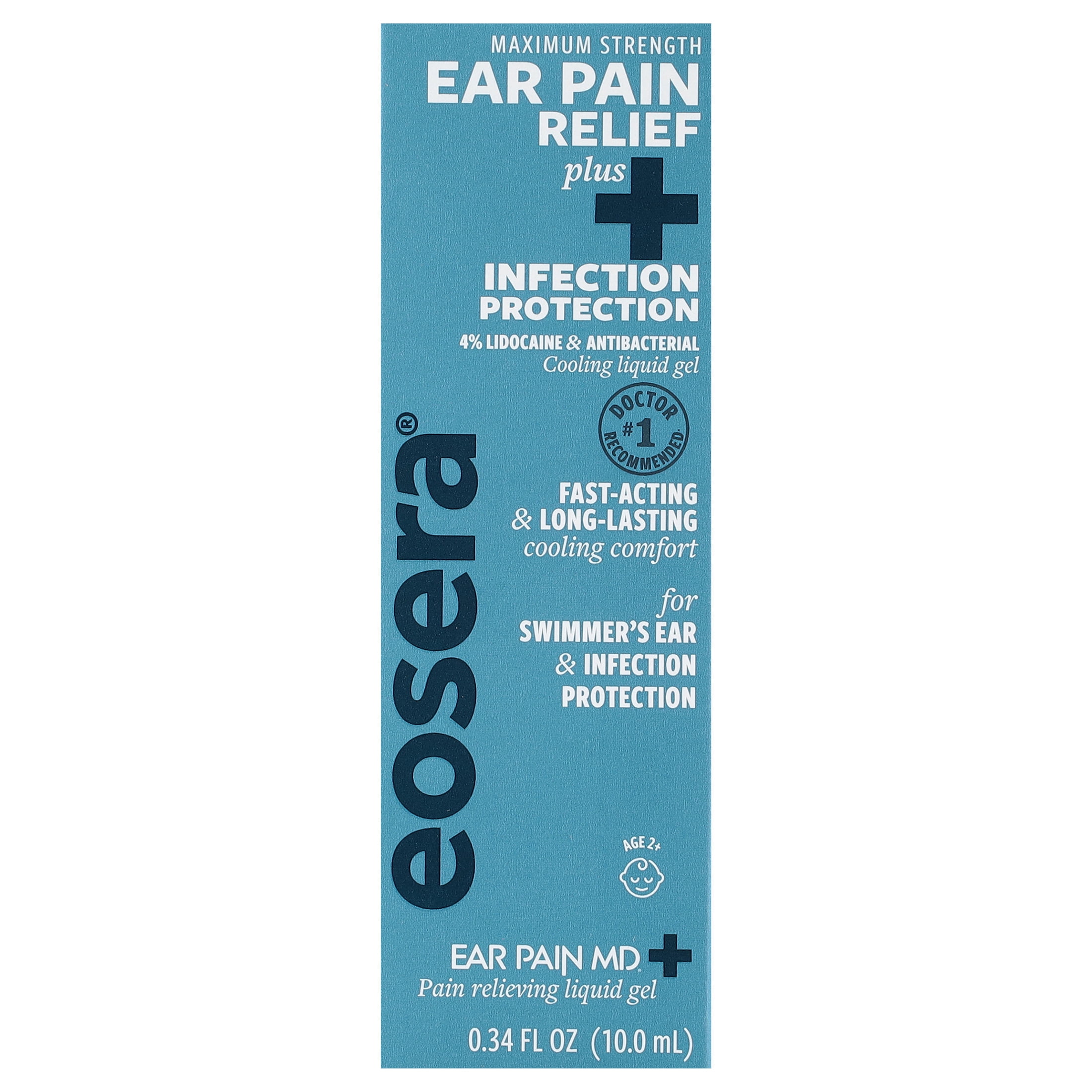 (2 pack) Eosera Ear Pain MD Plus Ear Pain Relief Drops With 4% Lidocaine And Thymol, 10 ml