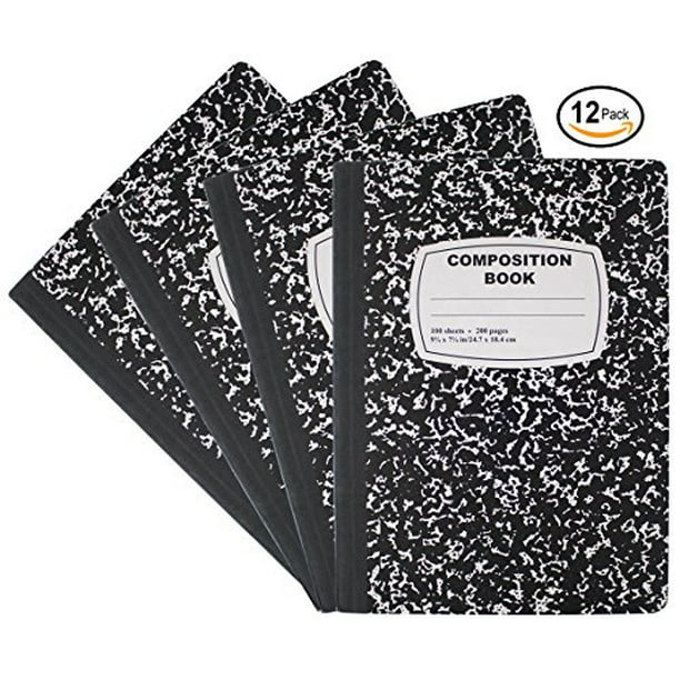 Emraw Black White Marble Style Cover Composition Book With 100 Sheets Of Wide Ruled White Paper 12 Pack Walmart Com Walmart Com