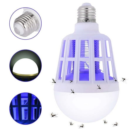 Bug Zapper Light Bulb, 2 in 1 Mosquito Killer Lamp, Electronic Insect Killer Fly Killer, Built in Insect Trap, Fits 110V E26/E27 Light Bulb Socket, Suit for Indoor Outdoor Porch Patio