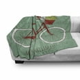 thumbnail image 3 of Christmas Soft Flannel Fleece Blanket, Hand Drawn Vintage Bike with Small Xmas Tree House Silhouettes Snow, Cozy Plush for Indoor and Outdoor Use, 50" x 60", Almond Green Red White, by Ambesonne, 3 of 6