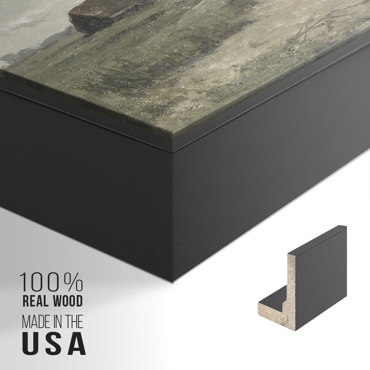 Vintage Landscape-CDI By Wexford Home Framed in Black Wood Gallery Wrapped Canvas 27 in. x 41 in.