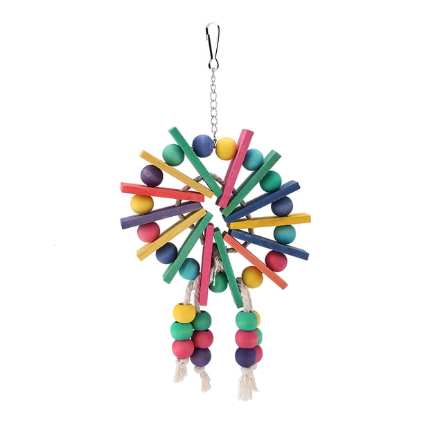 Juguete colgante de pie juguete para loros juguetes para pájaros juguete de madera columpio para loros juguete de bloque para loros 1 pieza juguete colgante de pie ANGGREK Otros