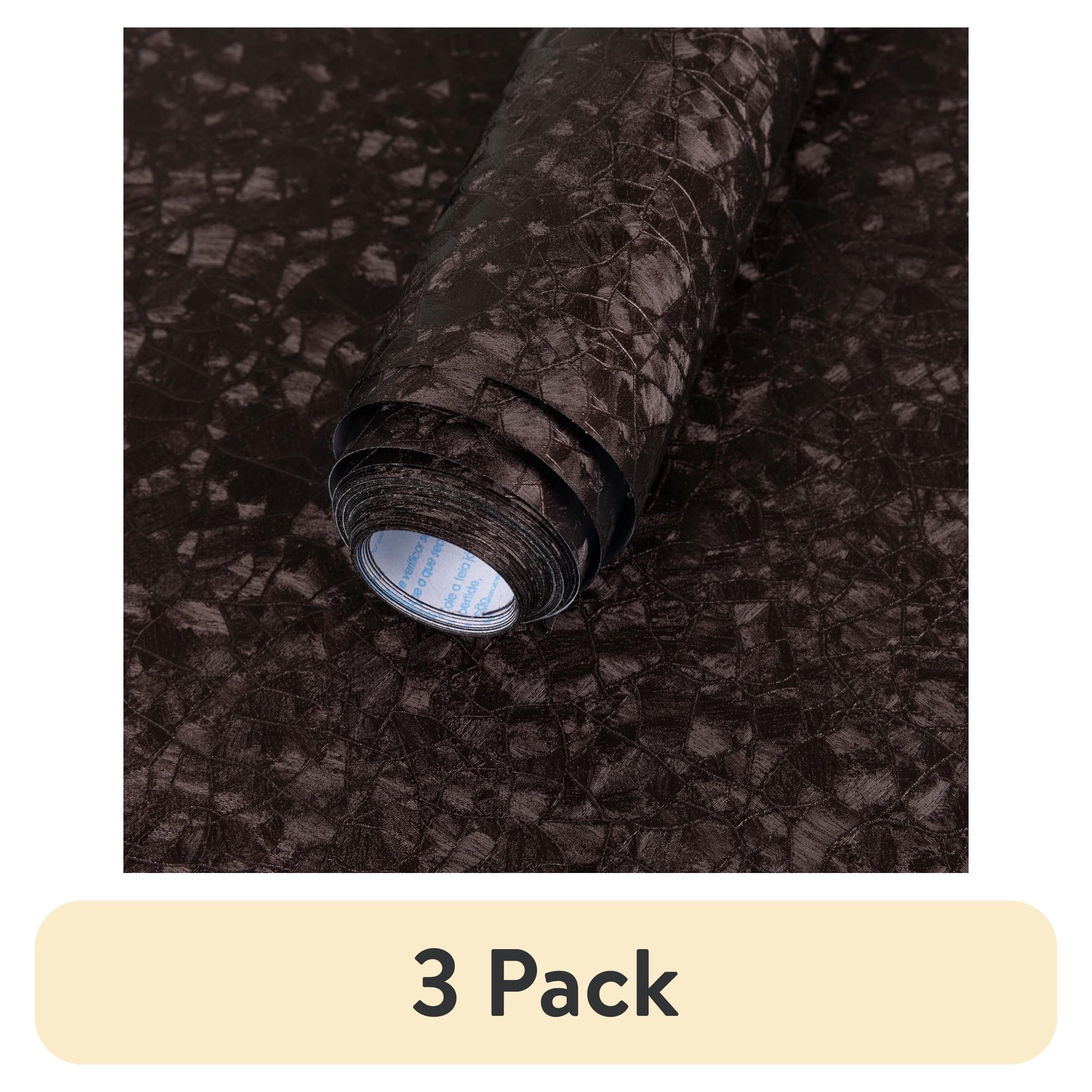 (3 pack) Abyssaly Brown Peel and Stick Wallpaper 15.7" x 118", Thicken Modern Textured Embossed Wallpaper Self-Adhesive Removable Vinyl Contact Paper