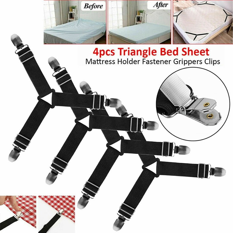 4x Triangle Bed Mattress Sheet Clip Grippers Strap Suspender Fasteners Holder LI 