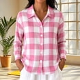 thumbnail image 2 of Luivaraty Flannel Plaid Shirts for Women Button Down Lapel Tops Fashion Casual Long Sleeve Dressy Shirts，S-2XL, 2 of 4