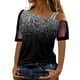 thumbnail image 1 of Blusa casual para mujer Camiseta estampada Malla Fuera del hombro Patchwork Manga corta Tops Pompotops  hkajfhjk473681, 1 of 5