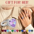thumbnail image 4 of Juwaliy Women Ring 925 Sterling Silver Plated Halo Heart Blue Sapphire September Birthstone Band Rings Jewelry Birthday Christmas Mother's Day Gift, 4 of 10