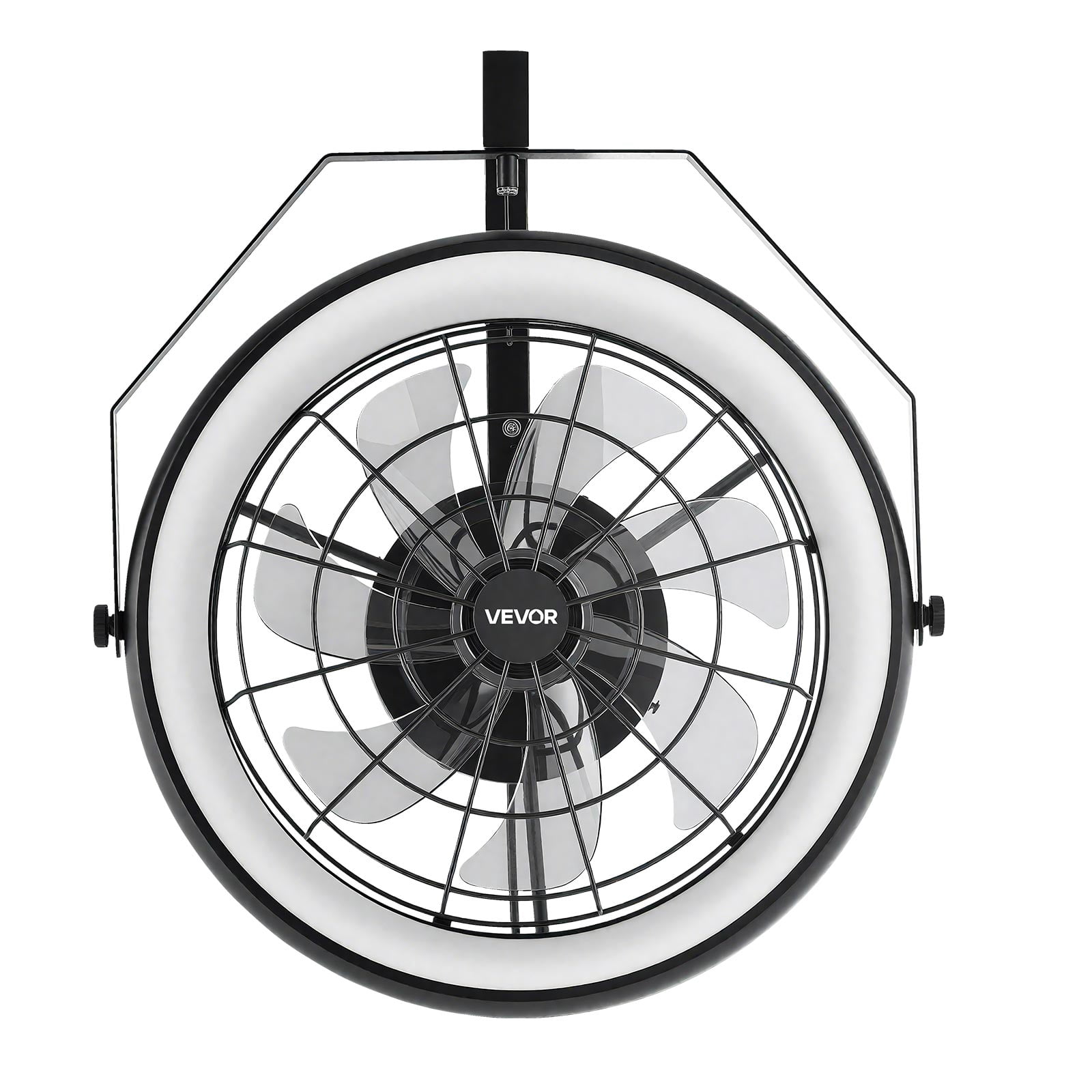 VEVOR Wall Mounted Fan with Lights, 22 inch Wall Mount Fan with Remote, 6 Speeds Plug in Wall Fan, Reversible, Dimmable 3-color Lighting, Timer, 360°Adjustable Tilt for Workshop, Patio, Home