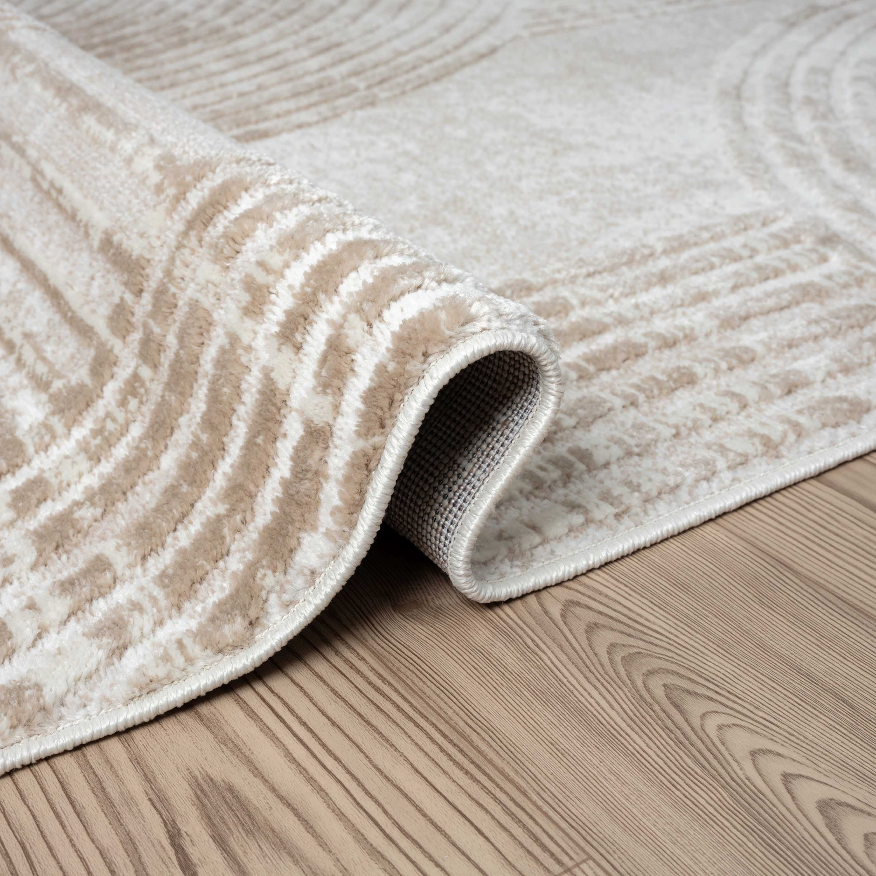 Abani Home Viva Mid-Century Arch Pattern Area Rug 9x12 Beige Cream