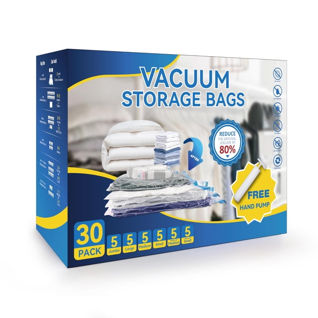 Bolsas de almacenamiento al vacío Simple Deluxe, paquete de 30 con bomba manual