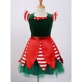 thumbnail image 5 of Zaldita Kids Girls Christmas Santa Claus Dress Xmas Elf Outfit Velvet Dance Tutu Dress Fancy Dress Up Green 14, 5 of 7