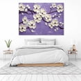 thumbnail image 3 of Mudket Framed Canvas Wall Art White Magnolia Flower Bud Purple Branch Prints Wall Decor Floral Canvas Print Ready to Hang for Bedroom Living Room Glam Decor - 12"L x 8"W, 3 of 10