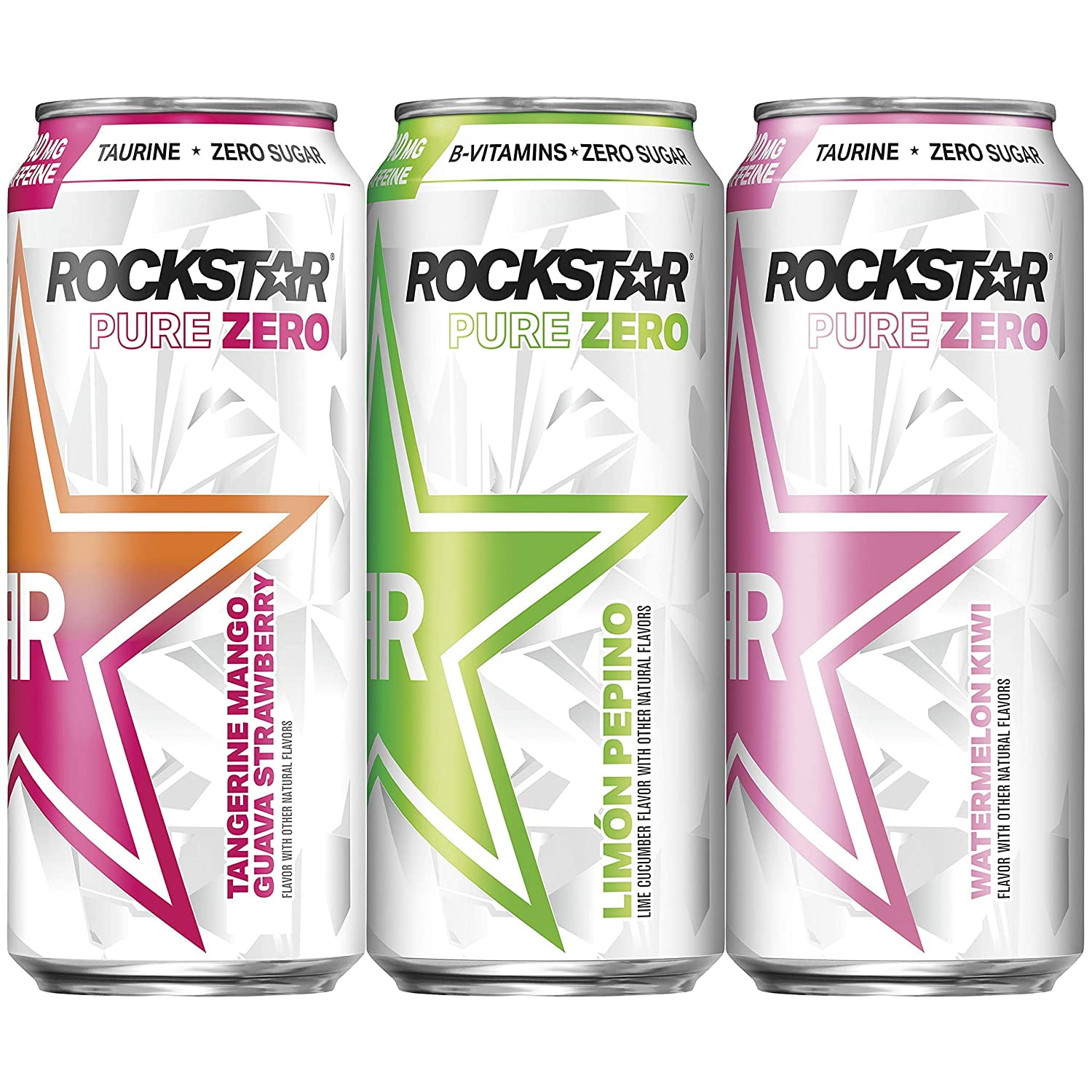 (12 Cans) Rockstar Pure Zero Energy Drink, 3 Flavor Variety Pack, 16 fl