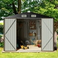 thumbnail image 3 of GVDV 8 x 6 ft Metal Outdoor Storage Shed , Metal Shed with Updated Frame, Lockable Doors & Waterproof, Brown, 3 of 12