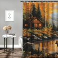 thumbnail image 2 of Patifu Deer Cabin River Bathroom Shower Curtain Set 100% Polyester Washable Shower Curtain with Hooks 36"x72, 2 of 7