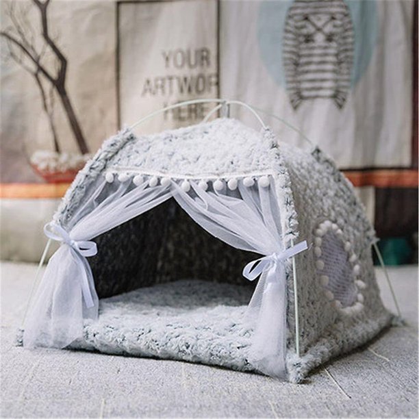Cama para tienda de campaña para mascotas, cama tipi para mascotas, tiendas y casas portátiles plegables, tienda nido para perros y gatos con cojín extraíble para gatos, perros pequeños, cama par