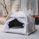 thumbnail image 1 of Cama para tienda de campaña para mascotas, cama tipi para mascotas, tiendas y casas portátiles plegables, tienda nido para perros y gatos con cojín extraíble para gatos, perros pequeños, cama par, 1 of 5