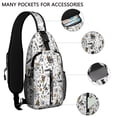 thumbnail image 2 of Sling Backpack,White Halloween Pumpkin Bat Pattern Crossbody Bag with Water Bottle Holder,Waterproof Sling Bag for Men/Women with Chest Phone Holder for Hiking,Travel, 2 of 6