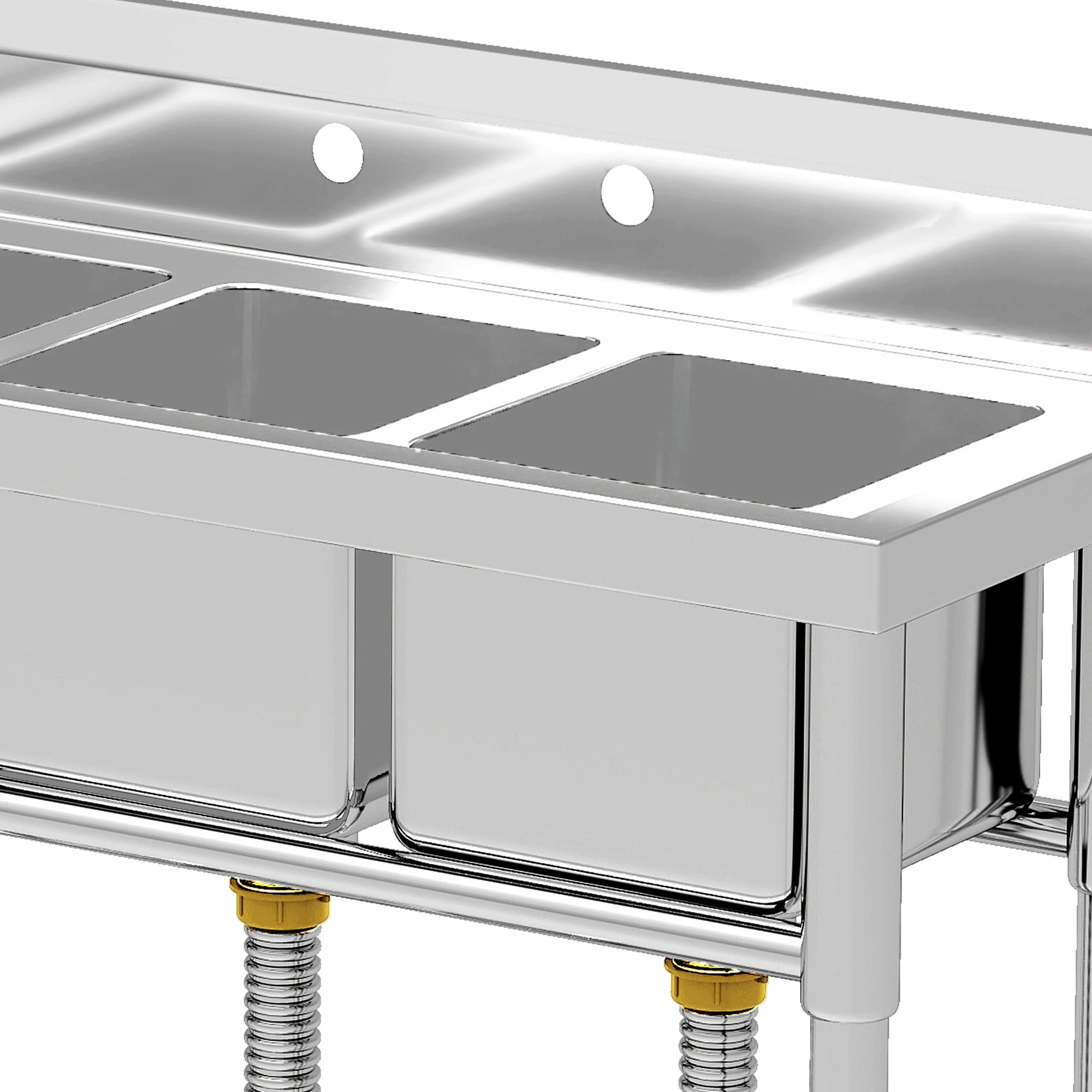 DEXTRUS Stainless Steel Utility Sink, 3 Compartment Commercial Sink for Restaurant, Laundry, Garage, Workshop