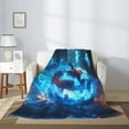 thumbnail image 5 of Throw Blanket for Couch Sofa and Bed, Halloween Blue Flame Pumpkin Ghost Super Soft Plush Throw Blanket, Fuzzy Cuteness Comfy Warm Washable Flannel Blanket & Throws for All Season 40"x30", 5 of 7