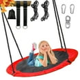 thumbnail image 1 of 43" Saucer Tree Swing 700lbs Round Swing For Kids,Waterproof 360 Rotate, w/ 1 Swivel,2 Adjustable Ropes&2 Hanging Straps,Easy To Install,Outdoor Backyard Playground,Red, 1 of 8