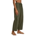 thumbnail image 6 of Women Linen Pants Wide Leg Boho Pants Loose Lightweigt Beach Palazzo Harem Pants with Pockets, 2XL, 6 of 7