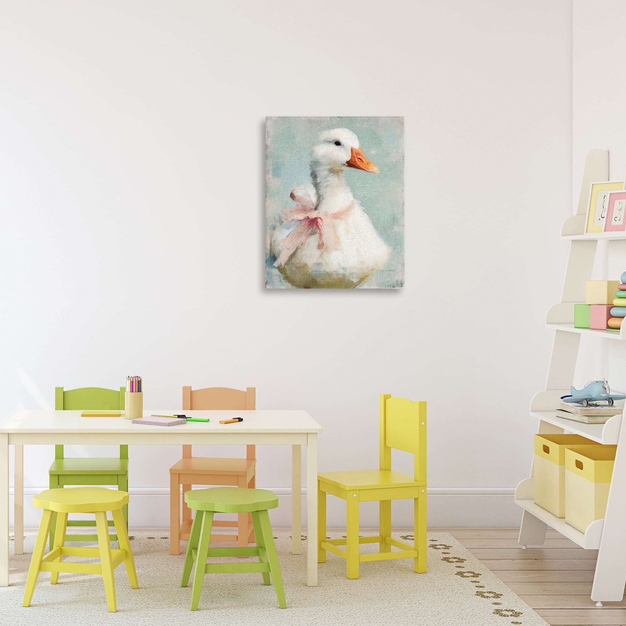 Stupell Industries Soft Pink Bow Goose Canvas Wall Art, design by LSR Design Studio