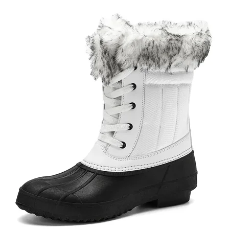 

Thickening Fleece Lined Snow Boots Thermal Waterproof Lace Up Short Tune Duck Boots Women‘s Footwear