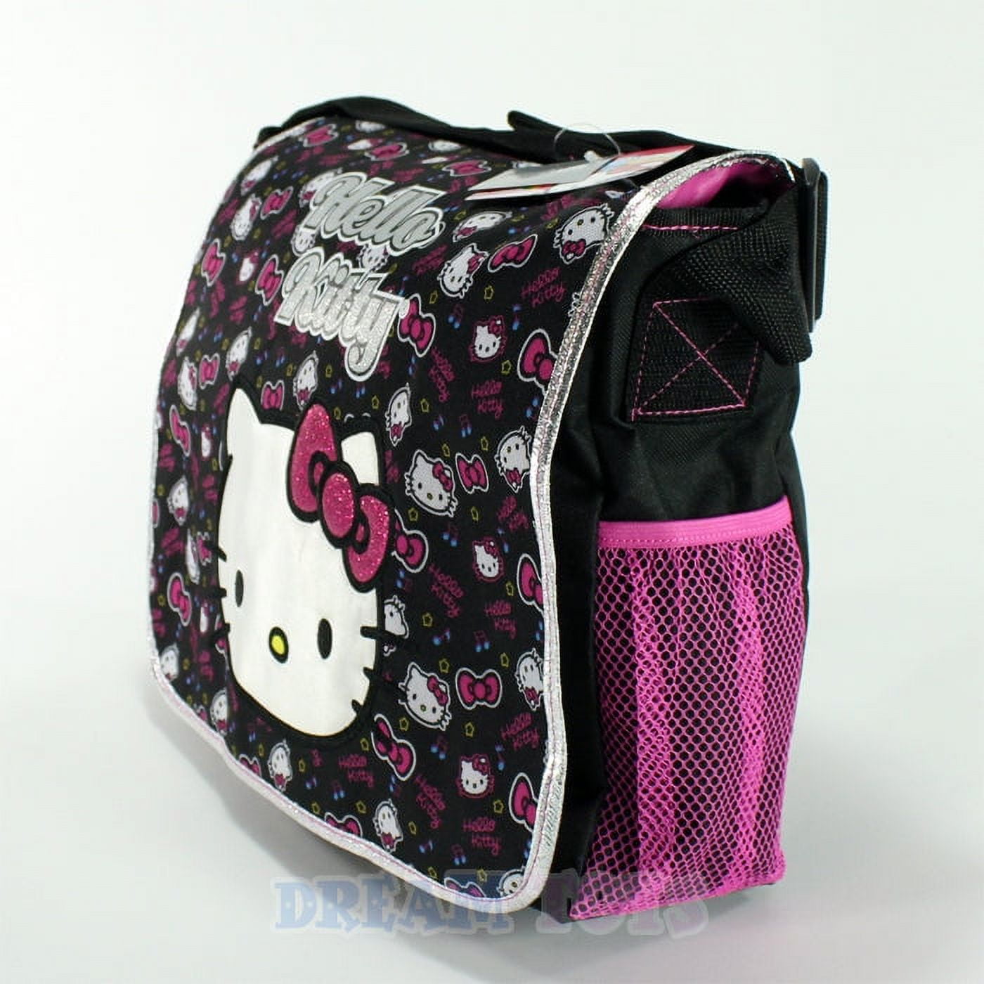 Messenger Bag - Hello Kitty - Flowers Black New School Book Bag 82601