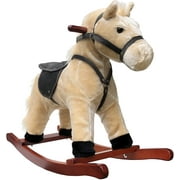 Fengsmart Rocking Horse , wooden rocking horse brown, 28" high plush rocking horse toy, rocking chair, rocker, stuffed toy for kids