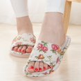 thumbnail image 6 of Women Men Open Toe Memory Foam House Slippers, Farmhouse Print, Cotton Linen, Washable, Non-Slip, Soft Fuzzy Plush Slip On Warm Fashion Sandals Slides Scuff for Bedroom Spa Indoor Outdoor, Size 5-9, 6 of 10
