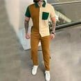 thumbnail image 6 of VBTAPA Mens Trendy Summer Outfits 2 Piece Short Sleeve Button Down Shirt and Pants Set Color Block Casual Business Sets with Pockets Prime Sale Khaki L, 6 of 7