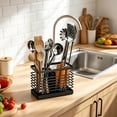 thumbnail image 1 of ZZkhGO Wall-Mounted Chopstick Utensil Drainer Storage Rack, Iron Kitchen Organizer with Removable Tray, Multi-Purpose Hanging Caddy for Home Countertop, Black, 1 of 6