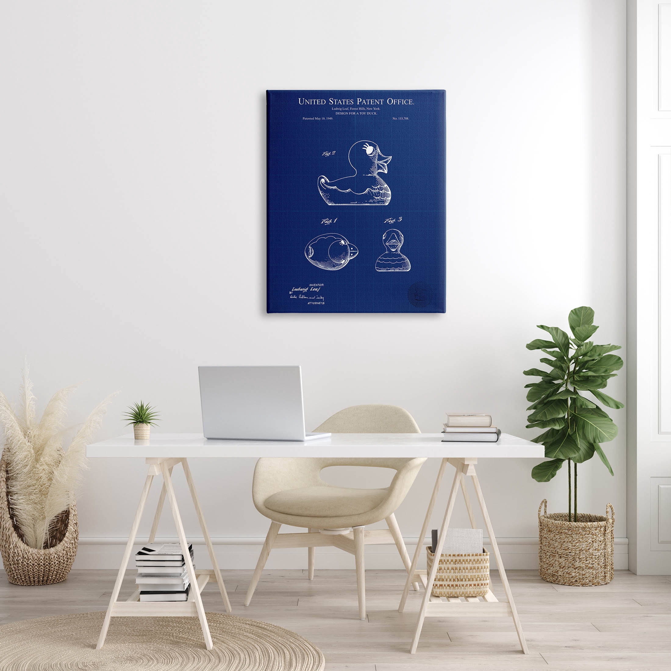 Stupell Industries Toy Duck Blueprint Patent Graphic Art Gallery Wrapped Canvas Print Wall Art, Design by Karl Hronek