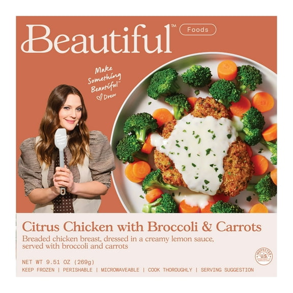 Beautiful Citrus Chicken with Broccoli & Carrots Bowl by Drew Barrymore, 9.51 oz (Frozen)
