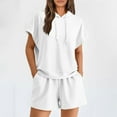 thumbnail image 2 of Otvok Summer Womens Sets Casual 2 Piece Outfits Short Sleeve Hoodie Tops and Shorts with Pockets, 2 of 6