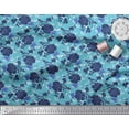 thumbnail image 3 of Soimoi Blue Polyester Crepe Fabric Leaves,Insect & Floral Artistic Printed Craft Fabric by The Yard 42 Inch Wide, 3 of 3