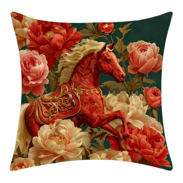 Housses de Coussin de Canapé 45X45cm Impression Numérique Cheval Court Élégant