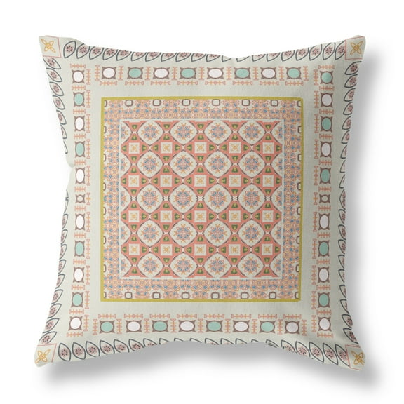 Amrita Sen Suede Zippered Pillow In Off White And Orange CAPL243FSDS-ZP-16x16