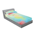 thumbnail image 2 of Ambesonne Ocean Fitted Sheet & Pillow Sham Set, Unusual Mermaid Shell, Twinxl, Coral Blue, 2 of 2