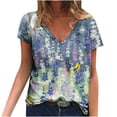 thumbnail image 2 of Hauts d'Été Grande Taille à Manches Courtes pour Femmes Blouse Imprimée d'Été T-Shirts Décontractés Col en V T-Shirts à Manches Courtes Col en V Femmes en Solde, 2 of 5