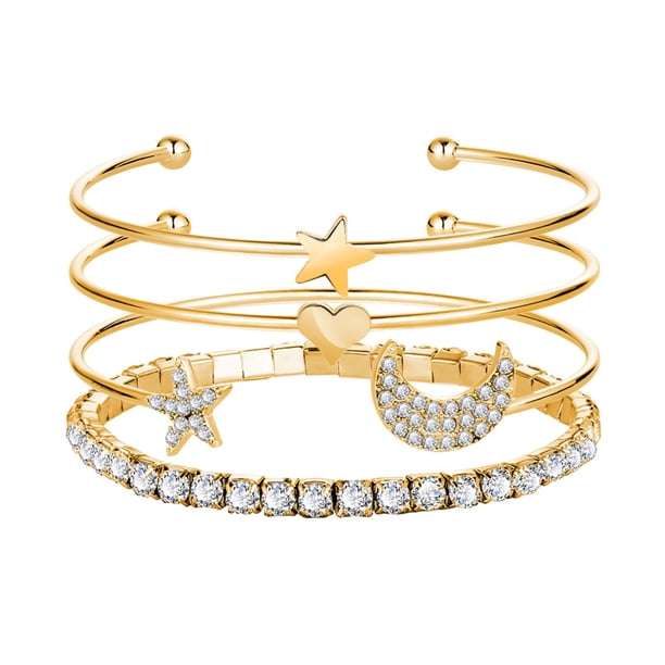Un conjunto de moda de la luna abierta pulsera de joyería conjunto de pulseras encanto de cumpleaños sorpresa de regalo para la mujer niñas