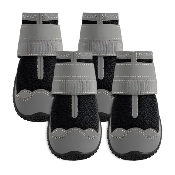 TELOLY 4Pcs Dog Shoes,Rubber Dog Boots,Dog Booties,Gray,2.4In