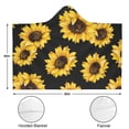 thumbnail image 3 of Wearable Blanket,Black Yellow Sunflower Pattern Hooded Wearable Sherpa Blanket for Adults & Teens,Winter Poncho Shawl Wrap Cape Thick Warm,60"x80", 3 of 5