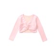 thumbnail image 3 of Miutii Kids Girls Dance Ballet Warm-up Cotton Cardigan Sweater Bolero Shrug Wrap Top Sweater Gymnastic Activewear Pink 5-6, 3 of 7