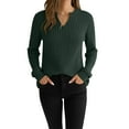 thumbnail image 5 of MOJOGO Ribbed Knit V-Neck Tops for Women Causal Long Sleeve Pullover Comfy Loungwear Spring Fall Daily Outfit Top Green 2XL, 5 of 9